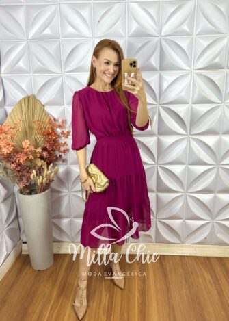 Vestido Ruthe Em Chiffon - Marsala - Milla Chic