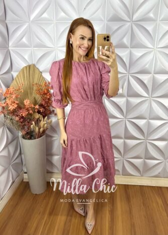 Vestido Ruthe Em Lesie Algodão - Rose - Milla Chic