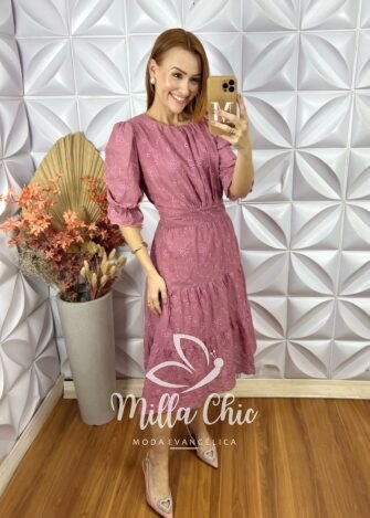 Vestido Ruthe Em Lesie Algodão - Rose - Milla Chic