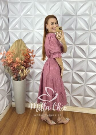 Vestido Ruthe Em Lesie Algodão - Rose - Milla Chic