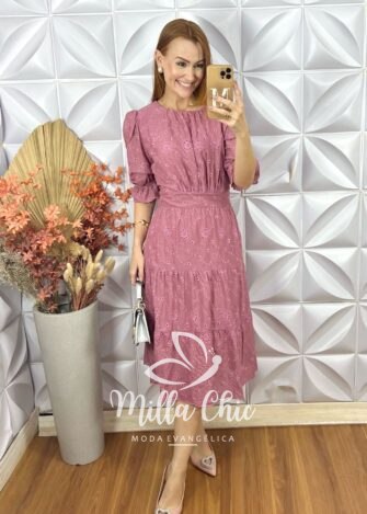 Vestido Ruthe Em Lesie Algodão - Rose - Milla Chic