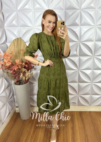 Vestido Ruthe Em Lesie Algodão - Verde - Milla Chic