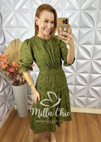 Vestido Ruthe Em Lesie Algodão - Verde - Milla Chic