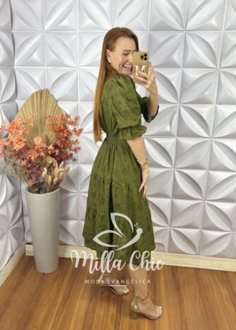Vestido Ruthe Em Lesie Algodão - Verde - Milla Chic