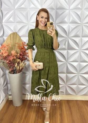 Vestido Ruthe Em Lesie Algodão - Verde - Milla Chic