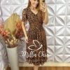 Milla Chic - millachic com br vestido suica em animal print marrom Vestido Suíça Em Animal Print - Marrom - Milla Chic