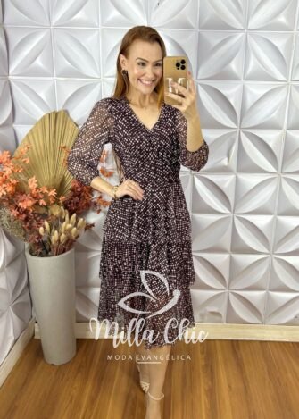 Milla Chic - millachic com br vestido suica em mocha mousse 5 Vestido Suíça Em Mocha Mousse - Marrom Escuro - Milla Chic