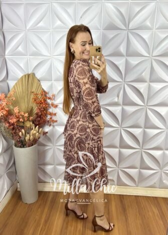 Milla Chic - millachic com br vestido suica em mocha mousse 6 Vestido Suíça Em Mocha Mousse - Marrom Escuro - Milla Chic
