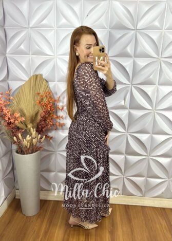 Vestido Suíça Tule Em Manga Longa - Milla Chic