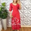 Vestido Tarcisia Em Rayon - Vermelho - Milla Chic