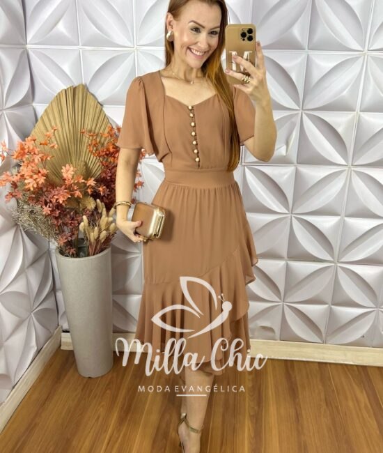 Vestido Theodora Em Rayon - Marrom - Milla Chic