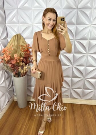 Milla Chic - millachic com br vestido theodora em rayon marrom 2 Vestido Theodora Em Rayon - Marrom - Milla Chic