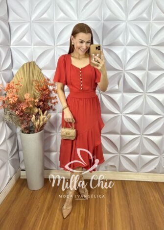 Vestido Theodora Em Rayon - Marrom - Milla Chic