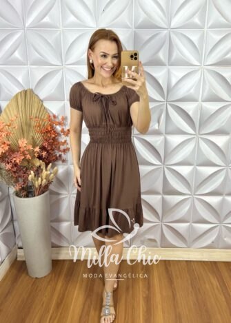 Vestido Viscolycra Comfy Chic Mia - Marrom - Milla Chic