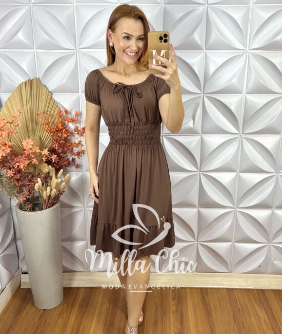 Vestido Viscolycra Comfy Chic Mia - Marrom - Milla Chic
