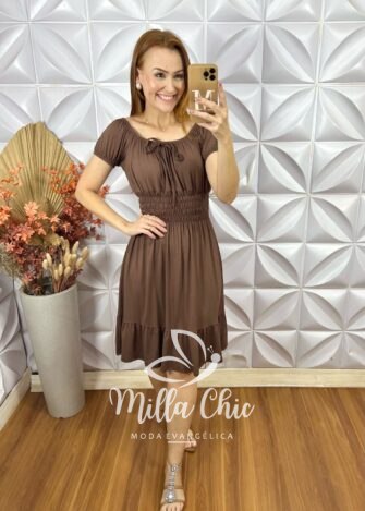 Vestido Viscolycra Comfy Chic Mia - Marrom - Milla Chic