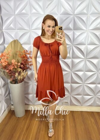 Vestido Viscolycra Comfy Chic Mia - Laranja - Milla Chic