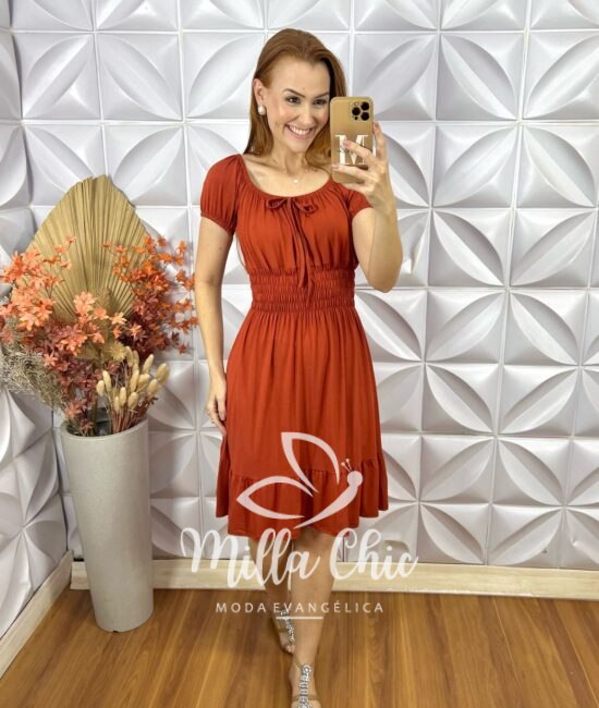 Vestido Viscolycra Comfy Chic Mia - Laranja - Milla Chic