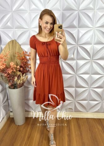 Vestido Viscolycra Comfy Chic Mia - Laranja - Milla Chic