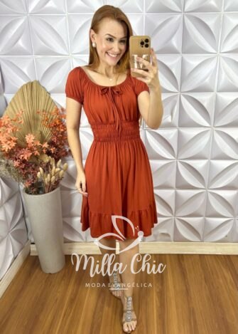 Vestido Viscolycra Comfy Chic Mia - Laranja - Milla Chic