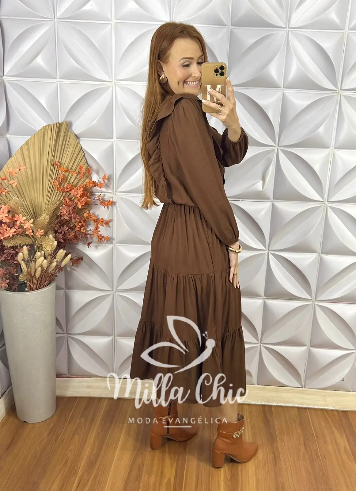Vestido Bernadete Em Viscolinho – Marrom – Milla Chic Vestido Bernadete Em Viscolinho - Marrom - Milla Chic