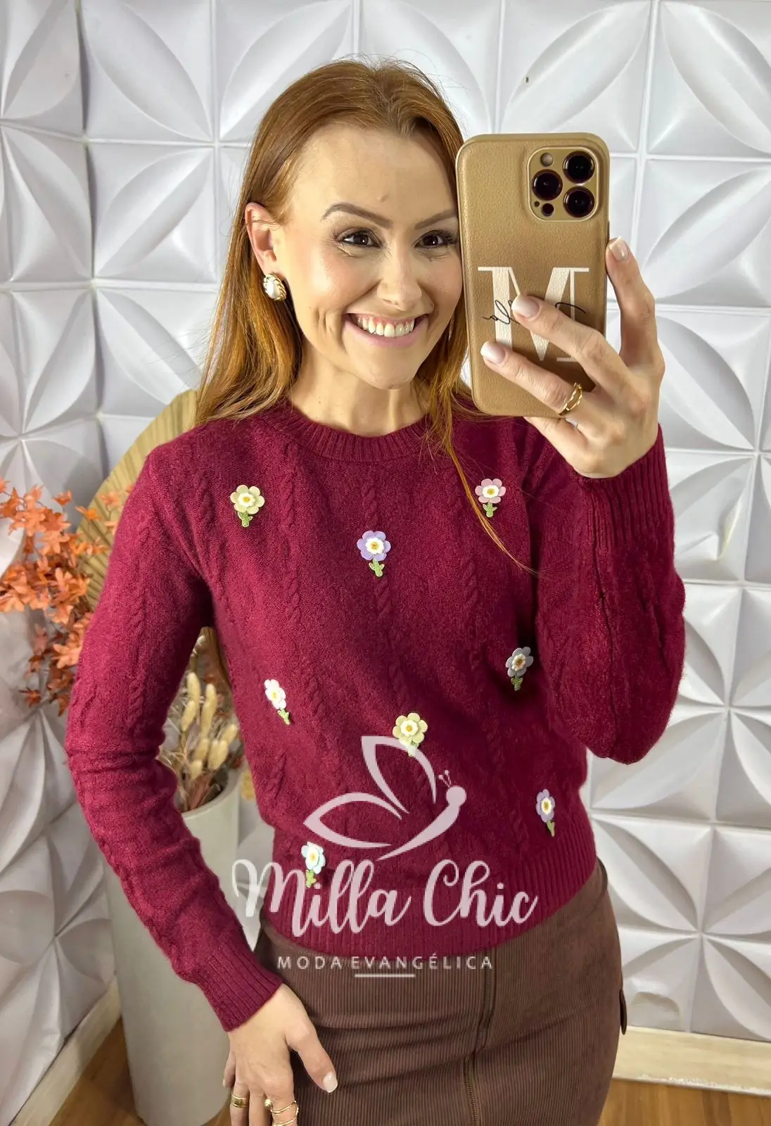 Suéter Em Tricot Flávia -Marsala – Milla Chic Suéter Em Tricot Flávia -Marsala - Milla Chic