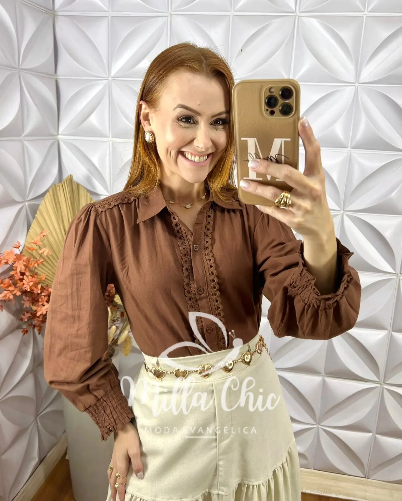 Camisa Germânia Em Linho De Algodão- Marrom – Milla Chic Camisa Germânia Em Linho De Algodão- Marrom - Milla Chic