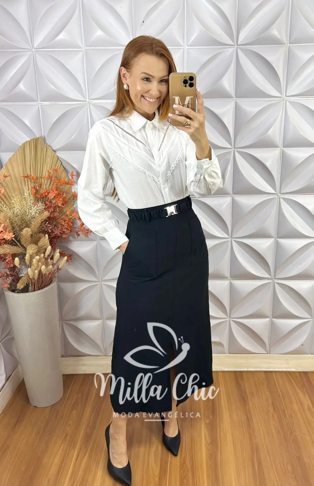 Saia Milka Em Alfaiataria Marrant – Preta – Milla Chic Saia Milka Em Alfaiataria Marrant - Preta - Milla Chic