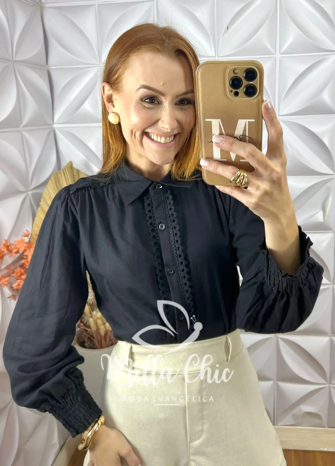 Camisa Germânia Em Linho De Algodão- Preto – Milla Chic Camisa Germânia Em Linho De Algodão- Preto - Milla Chic