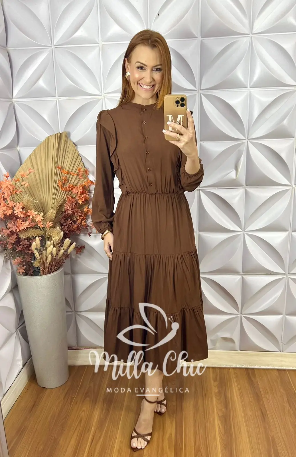 Vestido Bernadete Em Viscolinho – Marrom – Milla Chic Vestido Bernadete Em Viscolinho - Marrom - Milla Chic