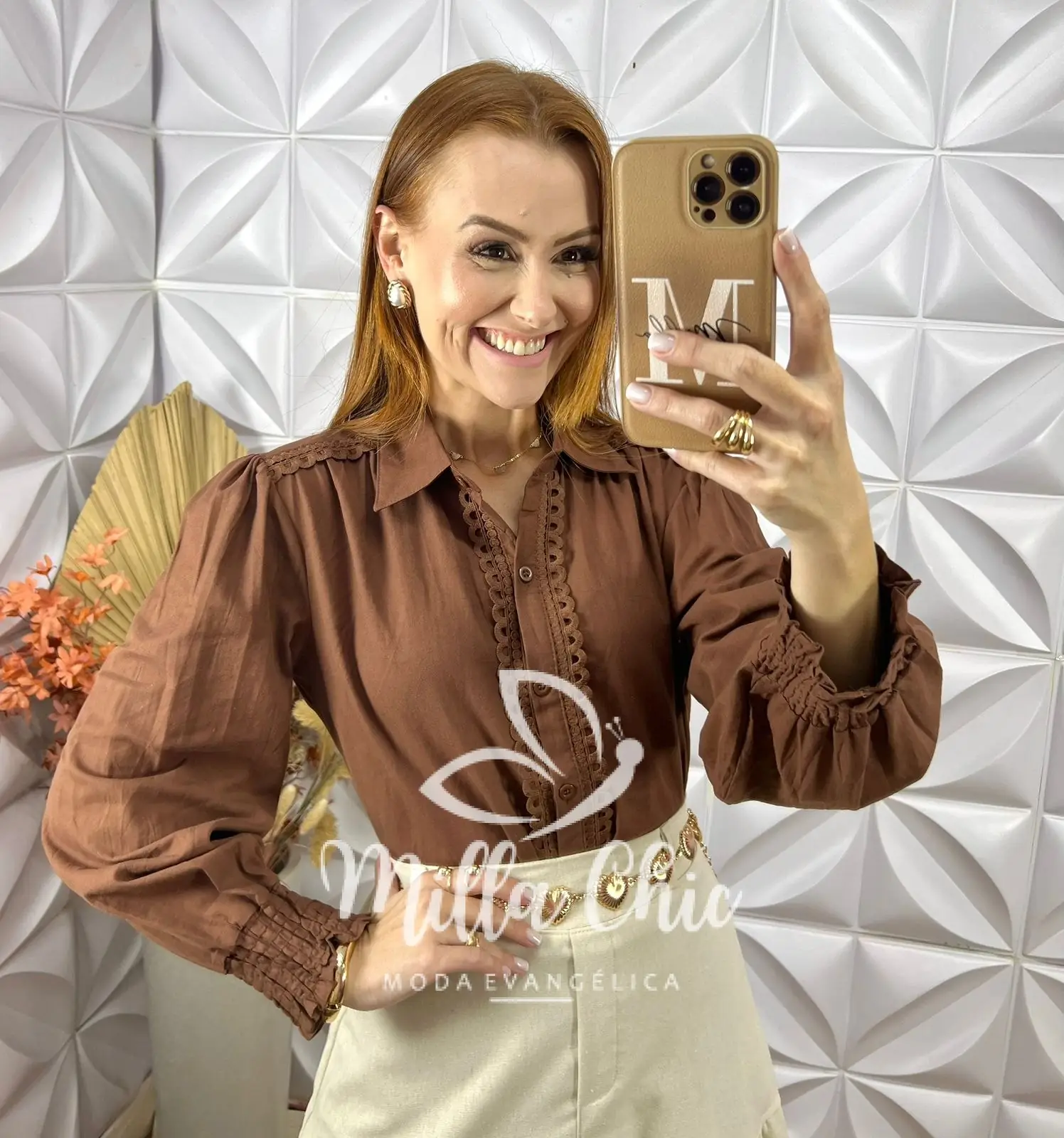 Camisa Germânia Em Linho De Algodão- Marrom – Milla Chic Camisa Germânia Em Linho De Algodão- Marrom - Milla Chic