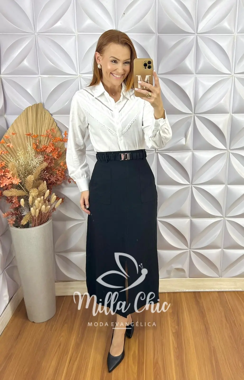 Saia Milka Em Alfaiataria Marrant – Preta – Milla Chic Saia Milka Em Alfaiataria Marrant - Preta - Milla Chic