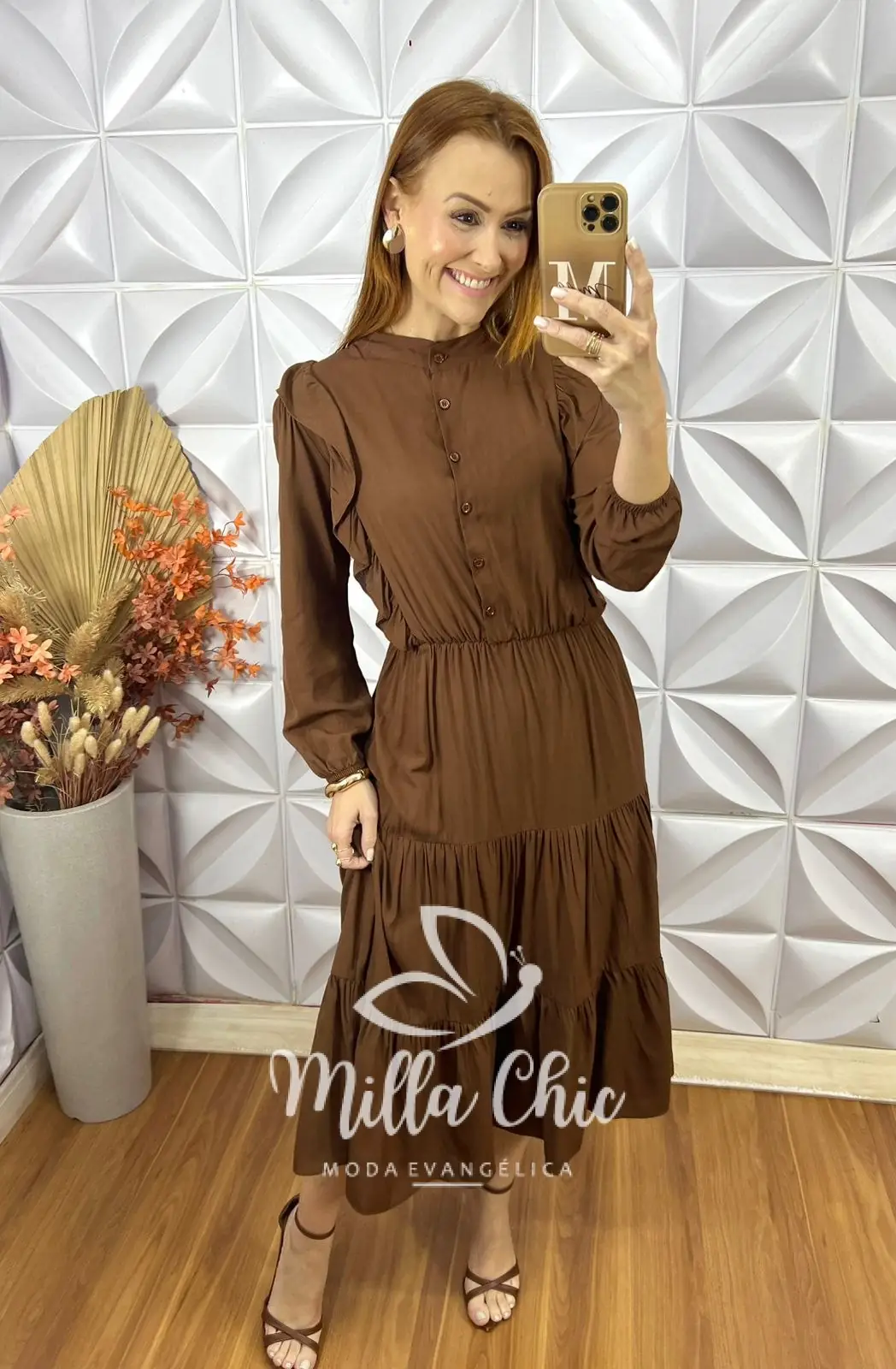 Vestido Bernadete Em Viscolinho – Marrom – Milla Chic Vestido Bernadete Em Viscolinho - Marrom - Milla Chic