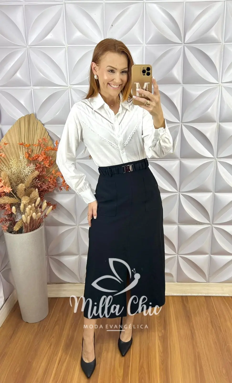 Saia Milka Em Alfaiataria Marrant – Preta – Milla Chic Saia Milka Em Alfaiataria Marrant - Preta - Milla Chic