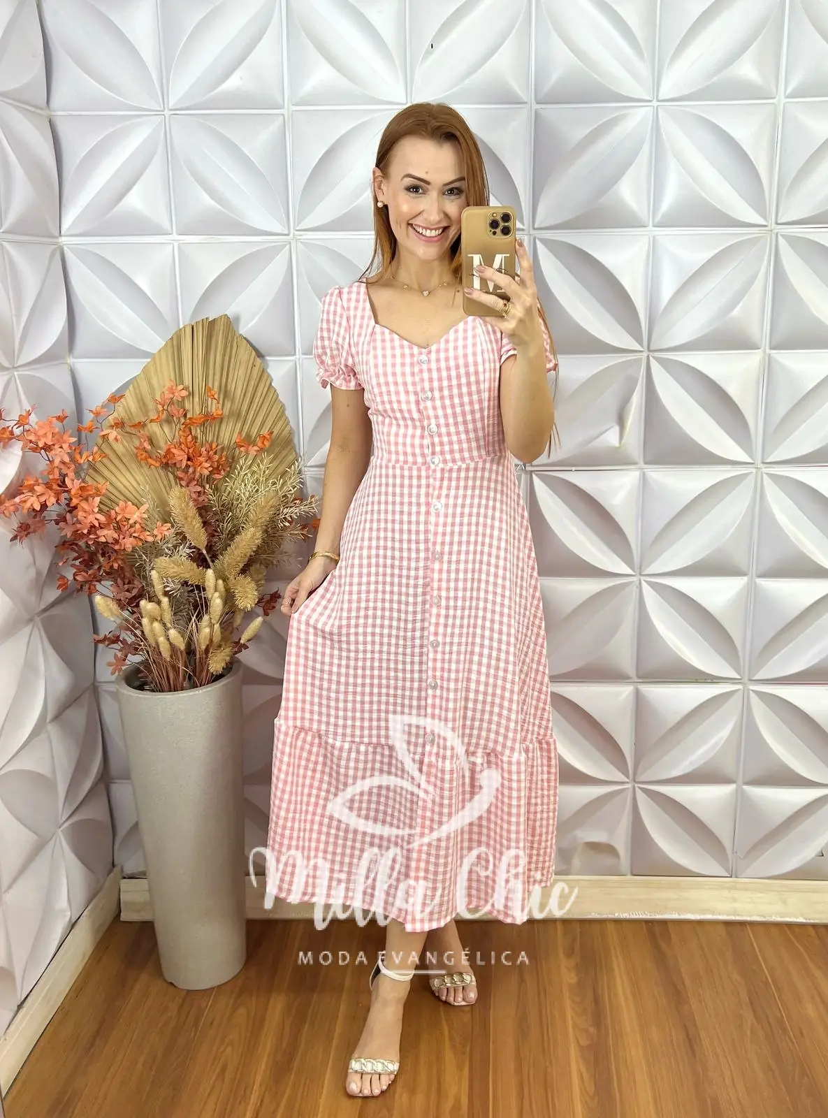 Vestido Bella Em Vichy – Rosa – Milla Chic Vestido Bella Em Vichy - Rosa - Milla Chic