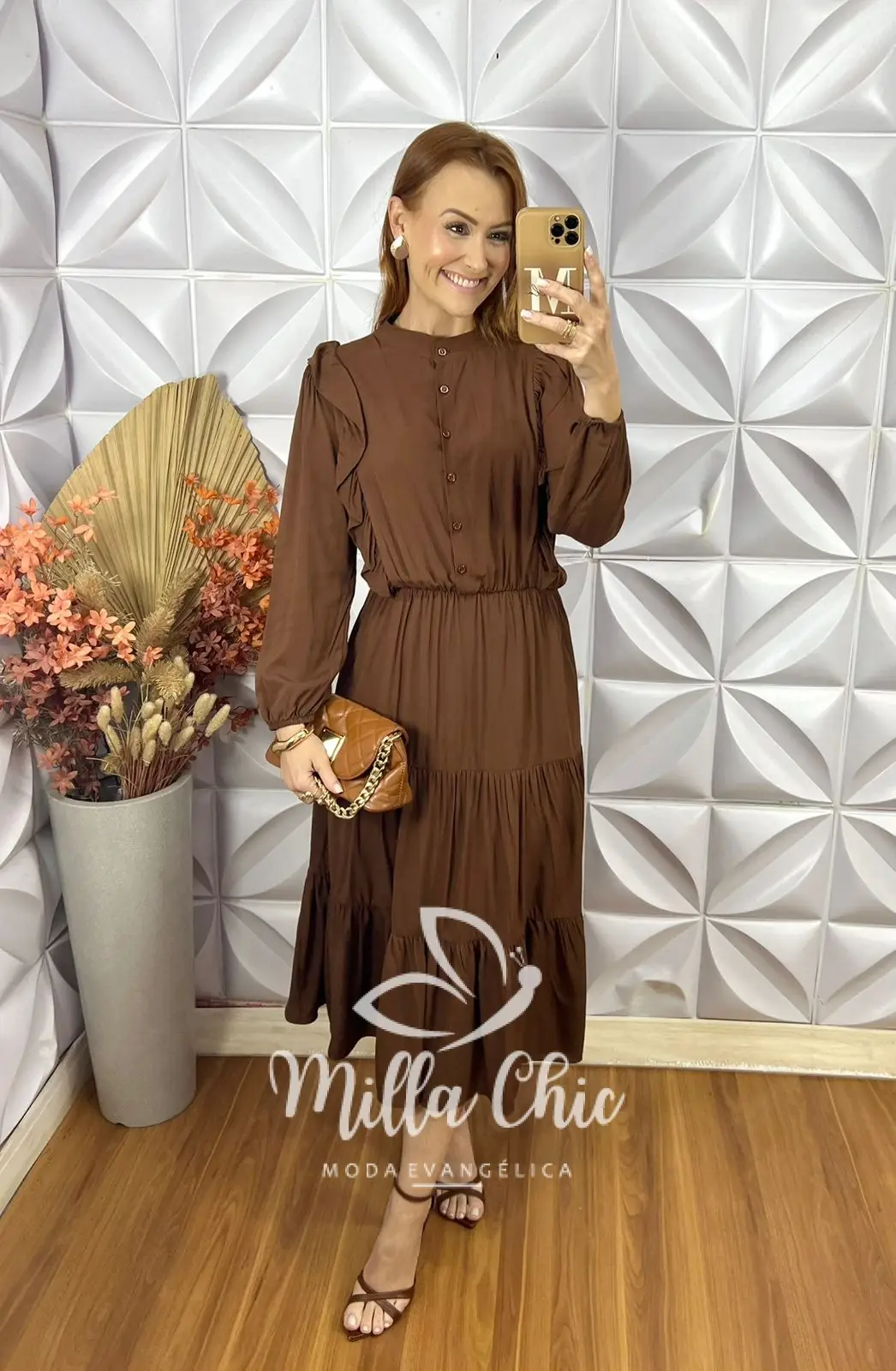 Vestido Bernadete Em Viscolinho – Marrom – Milla Chic Vestido Bernadete Em Viscolinho - Marrom - Milla Chic