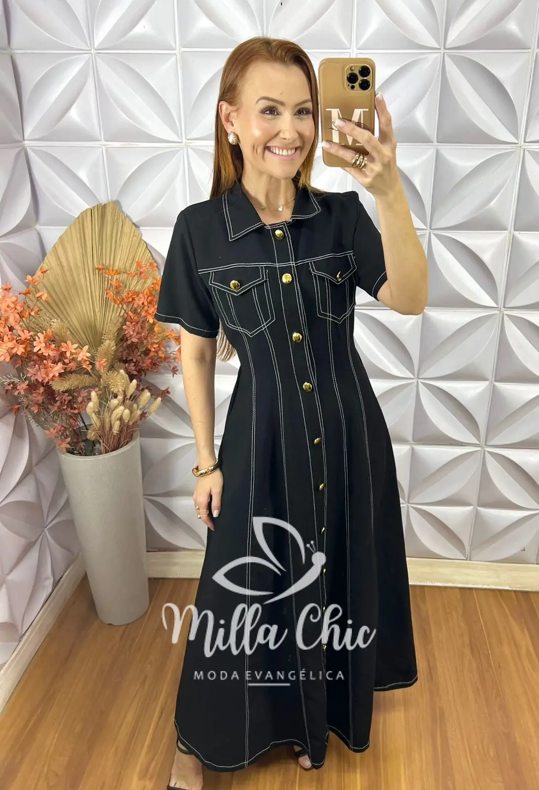 Vestido Chemise Paula – Preto – Milla Chic Vestido Chemise Paula - Preto - Milla Chic