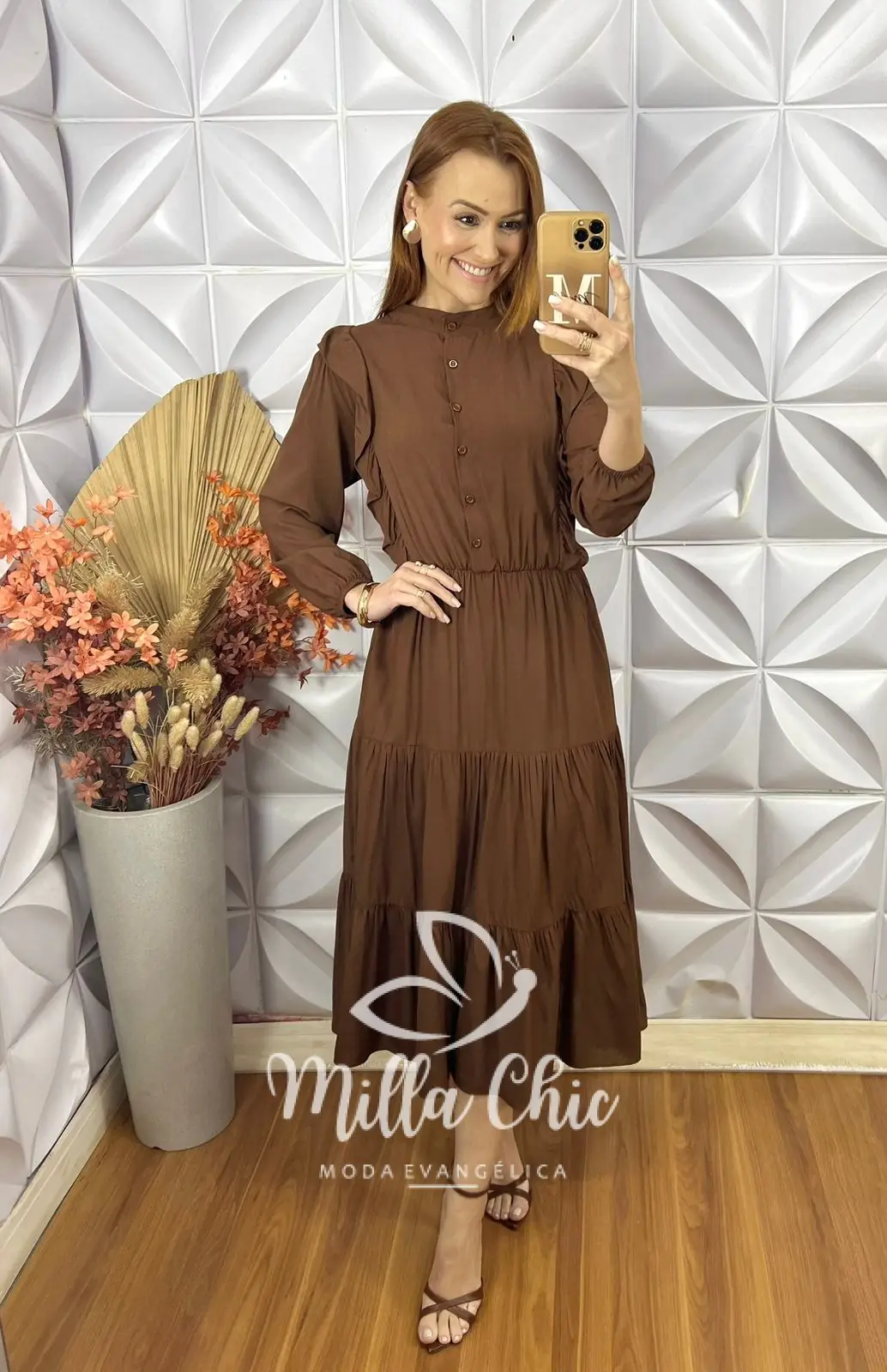 Vestido Bernadete Em Viscolinho – Marrom – Milla Chic Vestido Bernadete Em Viscolinho - Marrom - Milla Chic