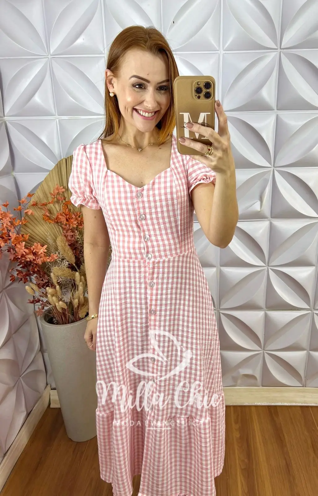 Vestido Bella Em Vichy – Rosa – Milla Chic Vestido Bella Em Vichy - Rosa - Milla Chic