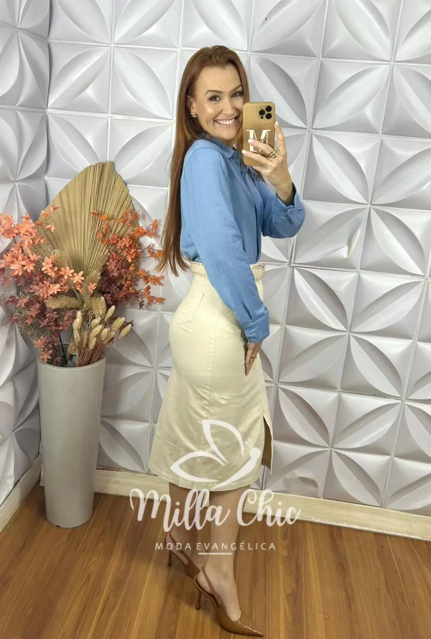 Camisa Nívea Em Viscose Acetinada – Azul – Milla Chic Camisa Nívea Em Viscose Acetinada - Azul - Milla Chic