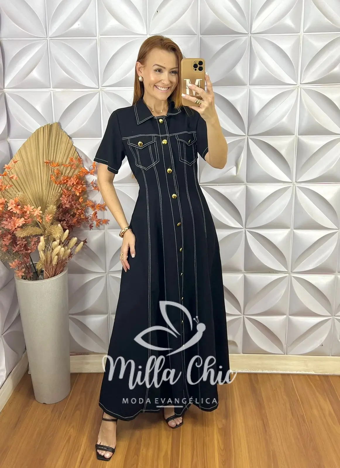 Vestido Chemise Paula – Preto – Milla Chic Vestido Chemise Paula - Preto - Milla Chic