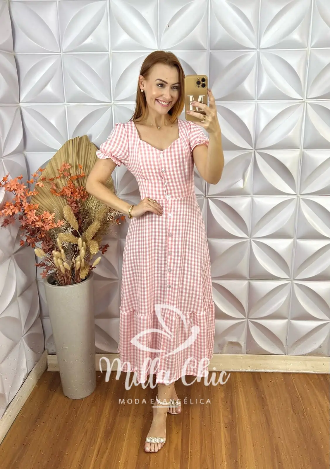 Vestido Bella Em Vichy – Rosa – Milla Chic Vestido Bella Em Vichy - Rosa - Milla Chic