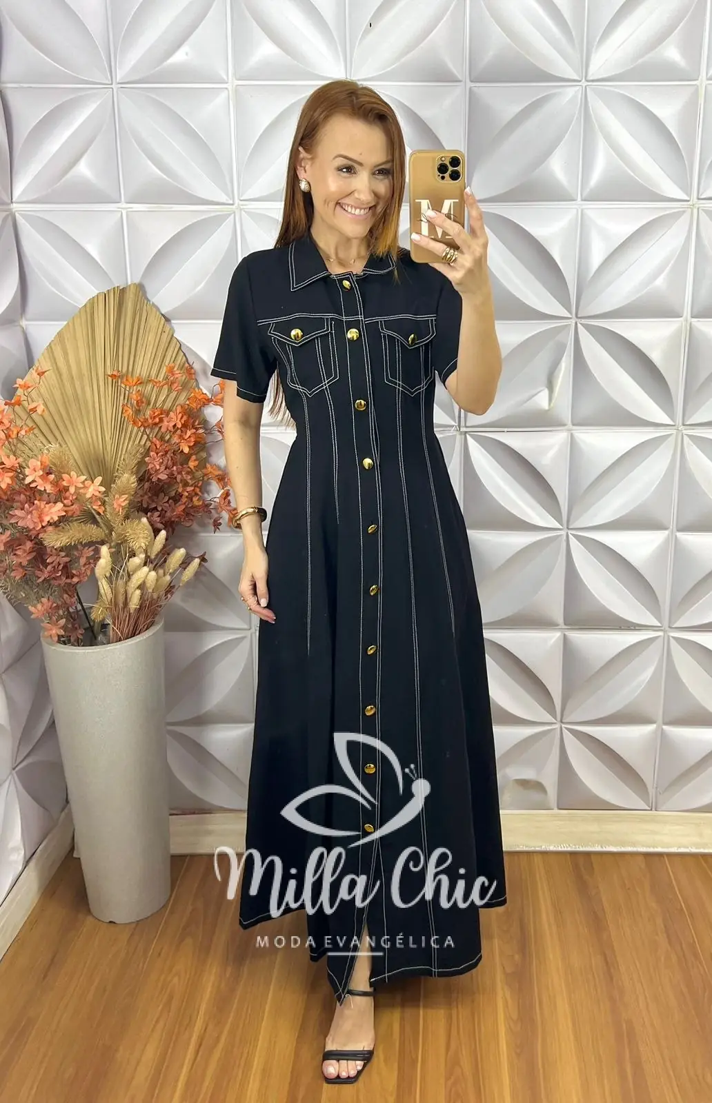 Vestido Chemise Paula – Preto – Milla Chic Vestido Chemise Paula - Preto - Milla Chic