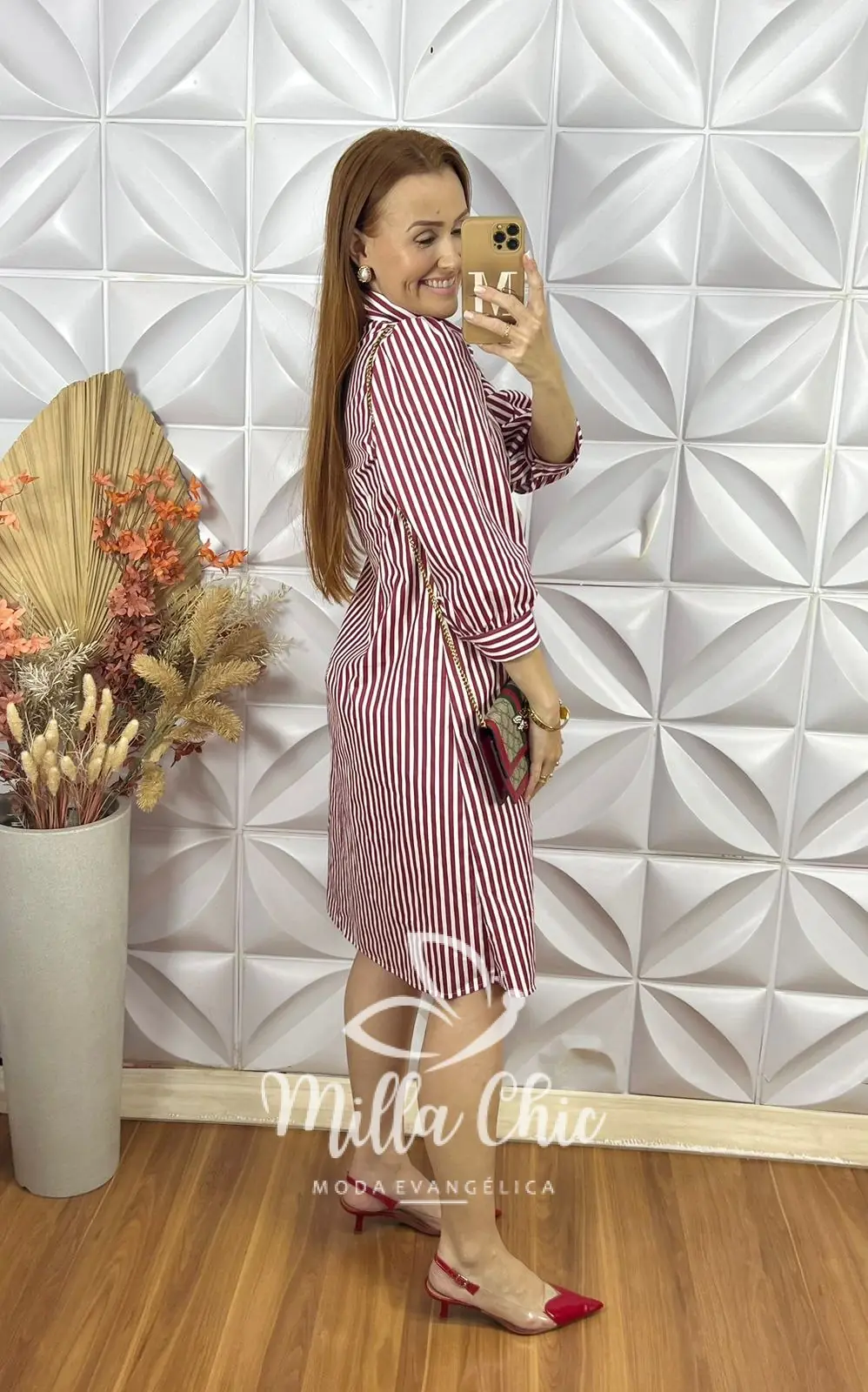 Chemise Itália Listras em Tricoline – Vermelho – Milla Chic Chemise Itália Listras em Tricoline - Vermelho - Milla Chic