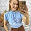 Blusa Agatha Com Bordada - Azul - Milla Chic