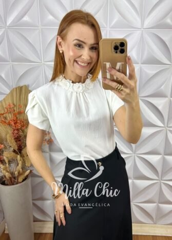 Blusa Agatha Com Bordada - Branco - Milla Chic