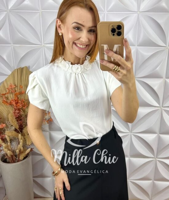 Blusa Agatha Com Bordada - Branco - Milla Chic
