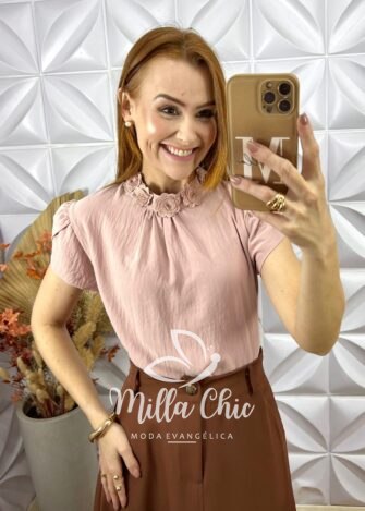 Blusa Agatha Com Bordada - Rose - Milla Chic