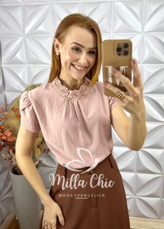 Blusa Agatha Com Bordada - Rose - Milla Chic