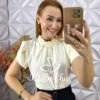 Blusa Agatha Com Bordada - Manteiga - Milla Chic